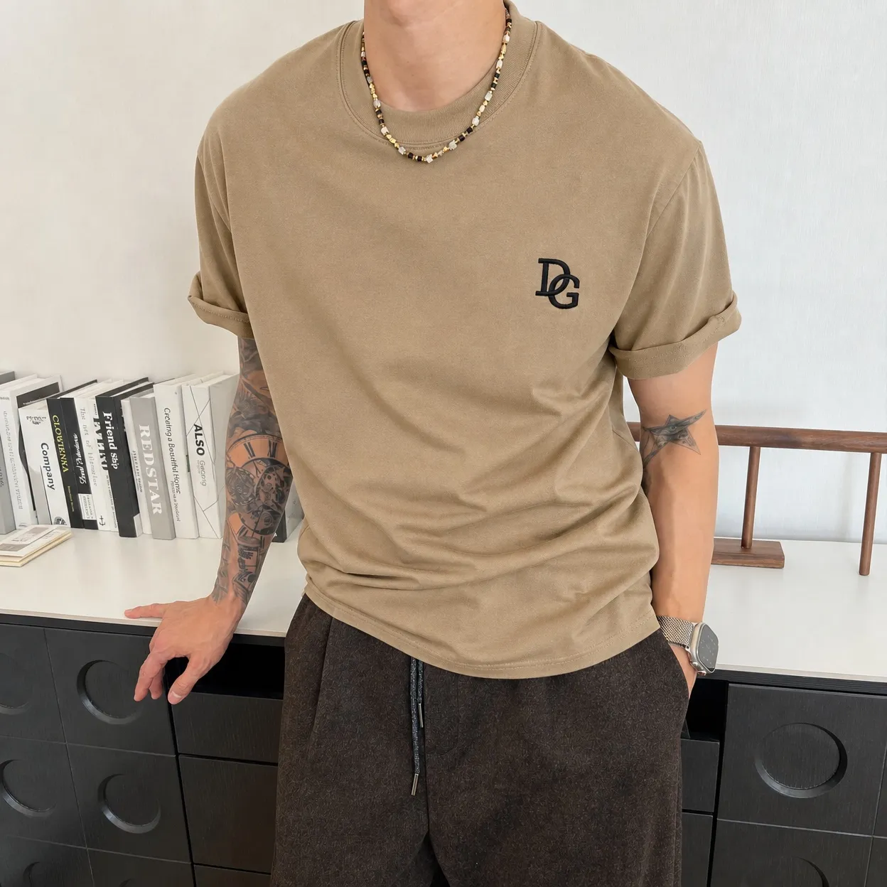 DG～ logo ， Same Style 《 》 ， ， tee， ， Same Style ， : Black White Coffee Brown Size：S（90-130 ） M（125-150 ） L（135-165 ） XL（160-190 ） XXL（185 ）